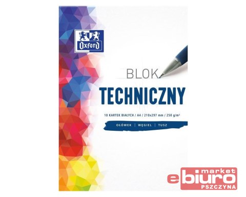 BLOK TECHNICZNY OXFORD A4 10 KART.250G BIAŁY 93199