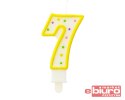 ŚWIECZKA CYFERKA Z KROPECZKAMI "7" 7,5 CM GODAN
