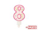 ŚWIECZKA CYFERKA Z KROPECZKAMI "8" 7,5 CM GODAN