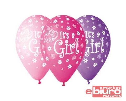 BALON PREMIUM IT'S A GIRL 12'' 5 SZT GODAN