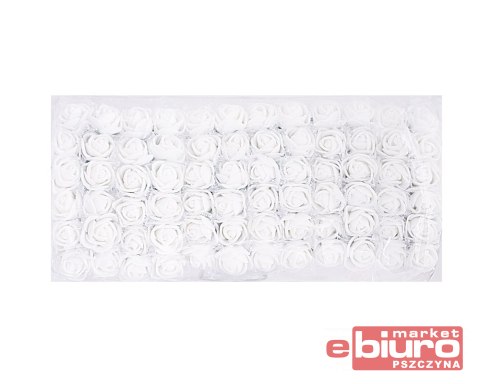 PIANKOWE KWIATY+TIUL, ŚR.2,5CM/12SZT, BIAŁE