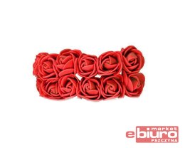 PIANKOWE KWIATY+TIUL, ŚR.2,5CM/12SZT, CZERWONE