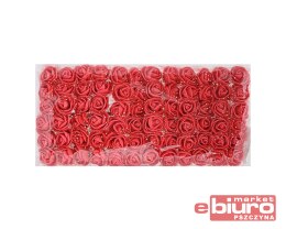 PIANKOWE KWIATY+TIUL, ŚR.2,5CM/12SZT, CZERWONE