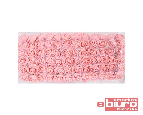 PIANKOWE KWIATY+TIUL, ŚR.2,5CM/12SZT, JASNORÓŻOWE