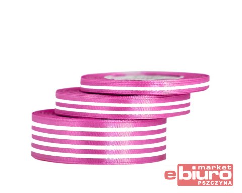 WSTĄŻKA SATYNOWA W LINIE, 25MM/22MB, AMARANTOWA