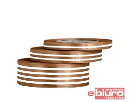 WSTĄŻKA SATYNOWA W LINIE, 25MM/22MB, BRĄZOWA