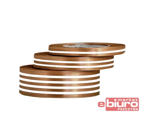 WSTĄŻKA SATYNOWA W LINIE, 25MM/22MB, BRĄZOWA