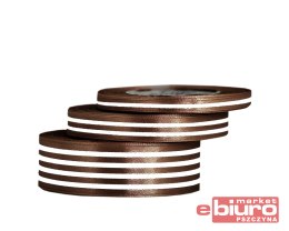 WSTĄŻKA SATYNOWA W LINIE, 25MM/22MB, CZEKOLADOWA