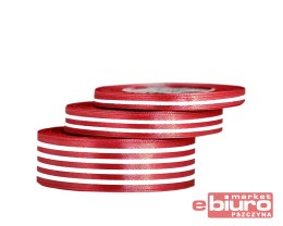 WSTĄŻKA SATYNOWA W LINIE, 25MM/22MB, CZERWONA