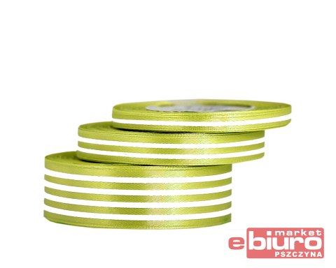 WSTĄŻKA SATYNOWA W LINIE, 25MM/22MB, OLIWKA