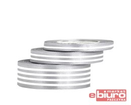 WSTĄŻKA SATYNOWA W LINIE, 25MM/22MB, SREBRNA