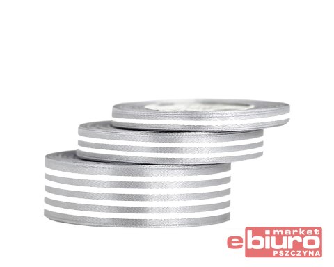 WSTĄŻKA SATYNOWA W LINIE, 25MM/22MB, SREBRNA