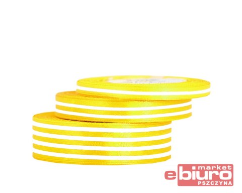 WSTĄŻKA SATYNOWA W LINIE, 25MM/22MB, ŻÓLTA