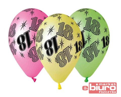 BALONY PREMIUM "18'' FLUOR MIX 12''/ 5 SZT GO