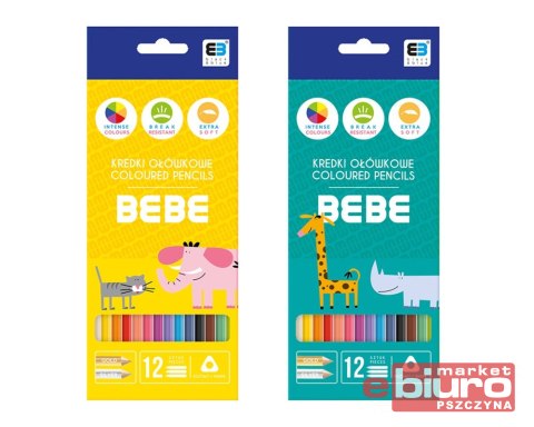 KREDKI OŁÓWKOWE TRÓJK. 12 KOLORÓW BB KIDS
