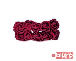 PIANKOWE KWIATY+TIUL, ŚR.2,5CM/12SZT,BORDO