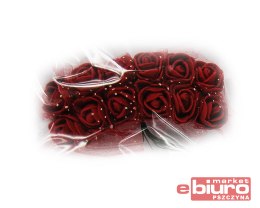 PIANKOWE KWIATY+TIUL, ŚR.2,5CM/12SZT,BORDO