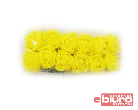 PIANKOWE KWIATY+TIUL, ŚR.2,5CM/12SZT, ŻÓŁTE M-020