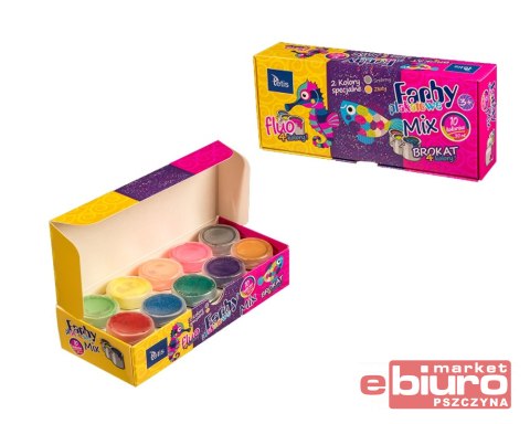 FARBY PLAKATOWE FLUO+BROKAT 20ML 10 KOL. KF004