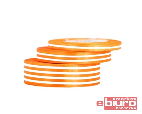 WSTĄŻKA SATYNOWA W LINIE, 12MM/22MB, POMARAŃCZ 030