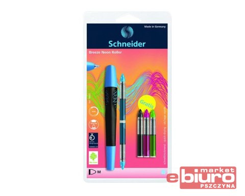 PIÓRO KULKOWE SCHNEIDER BREEZE NEON NIEBI + 3 CARD