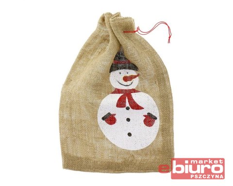 WOREK ŚWIATECZNY BAŁWANEK Z JUTY 36X50 CM GODAN