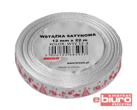 WSTĄŻKA SATYNOWA BN 12MM WSX12 KOLOR 12 BIAŁA