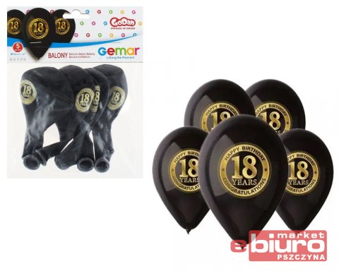 BALONY PREMIUM "18 YEARS" CZARNE 12CALI/5SZT