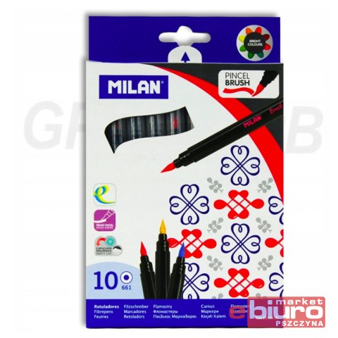 FLAMASTRY Z PĘDZELKIEM 10 KOLORÓW 0612610 MILAN