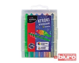 KREDKI WYKRĘCANE W ETUI 12 KOLORÓW KIDEA