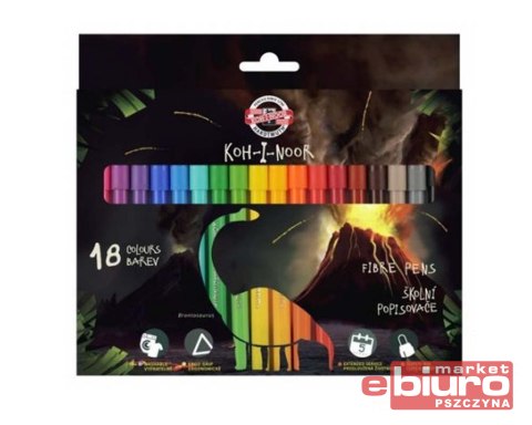 FLAMASTRY DINO 18 KOLORÓW 7710/2AH KOH-I-NOOR