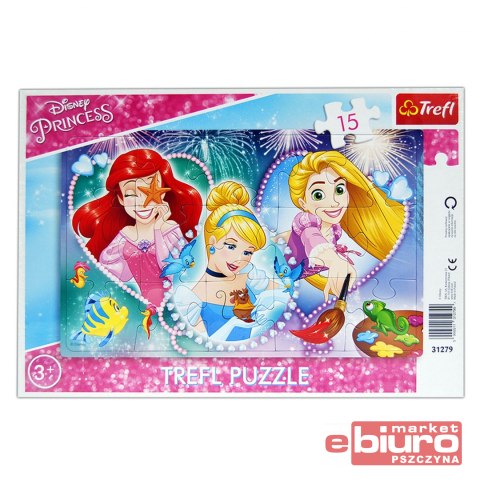 PUZZLE 15 RAMKOWE TRZY UŚMIECHNIĘTE KSIĘŻNICZKI