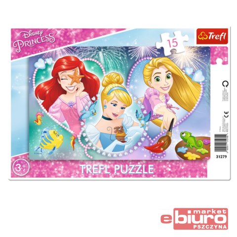 PUZZLE 15 RAMKOWE TRZY UŚMIECHNIĘTE KSIĘŻNICZKI