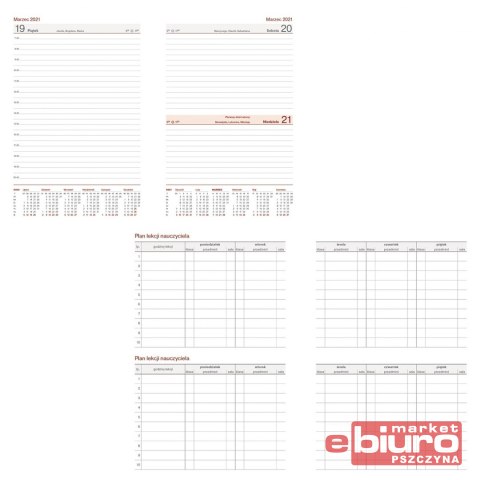KALENDARZ NAUCZYCIELA A5 DZIENNY NEBRASKA CZERWONY