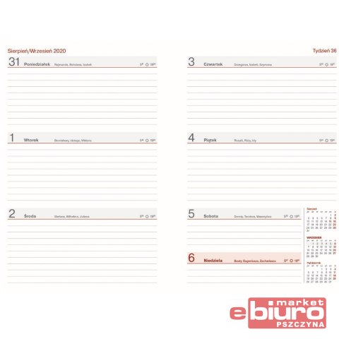 KALENDARZ NAUCZYCIELA A5 TYG PCV BORDO