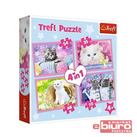 PUZZLE 4W1 KOCIE ZABAWY TREFL 34330