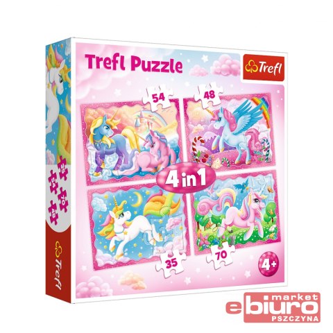 PUZZLE 4W1 MAGICZNY ŚWIAT JEDNOROŻCÓW TREFL 34321