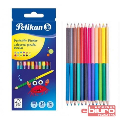 KREDKI DWUSTRONNE 12/24 KOLORY PELIKAN