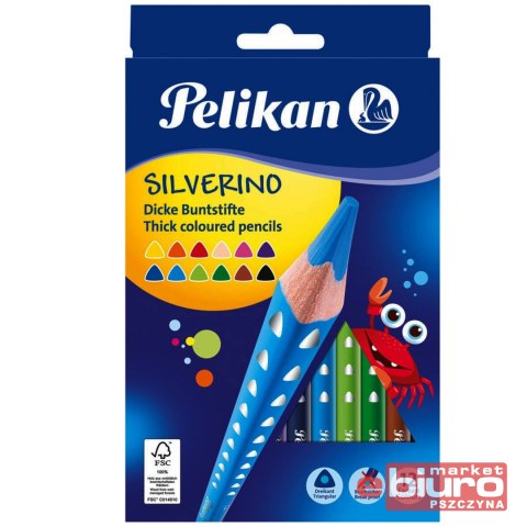 KREDKI TRÓJKĄTNE GRUBE 12 SILVERINO