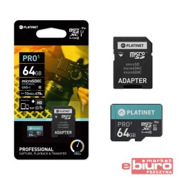 PLATINET KARTA PAMIĘCI MICRO SDHC+ADAPTER SD 64 GB