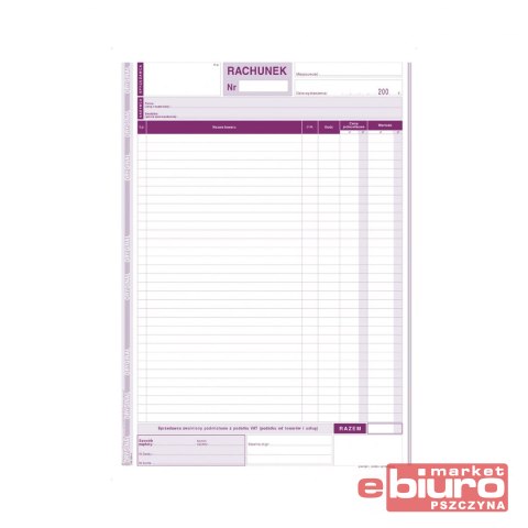 RACHUNEK A4 DLA ZWOLNIONYCH Z VAT 231-1