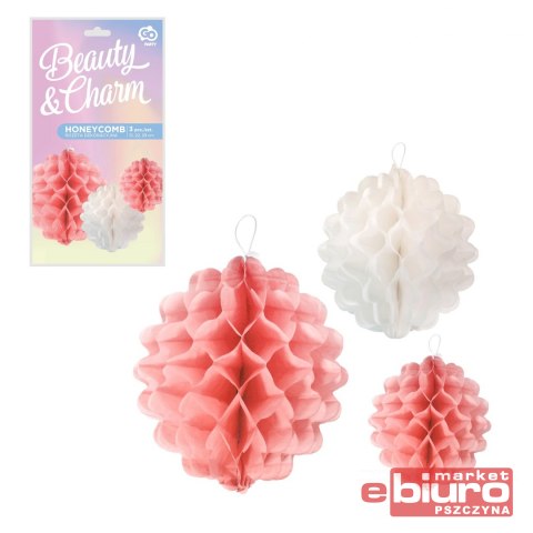 ROZETA DEKORACYJNA PB&C 3 KULE RÓŻOWY MIX