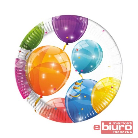 TALERZYKI PAPIEROWE SPARKLING BALLOONS 20CM 8SZT