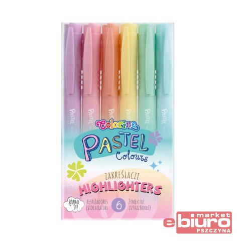 ZAKREŚLACZE 6 KOLORÓW PASTEL COLORINO