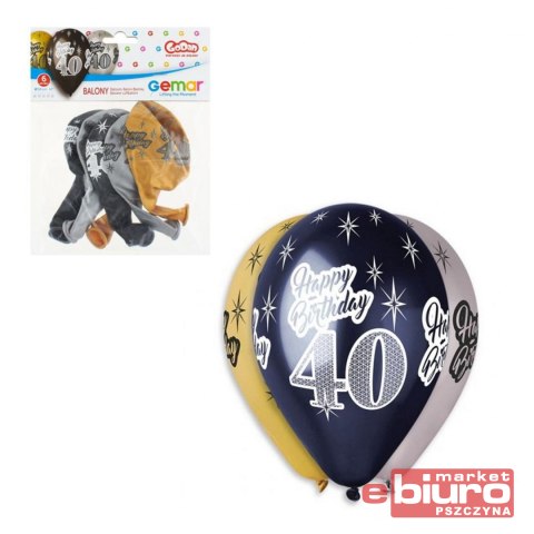 BALON PREMIUM HAPPY BIRTHDAY 40 METALIK 12" 6 SZT.