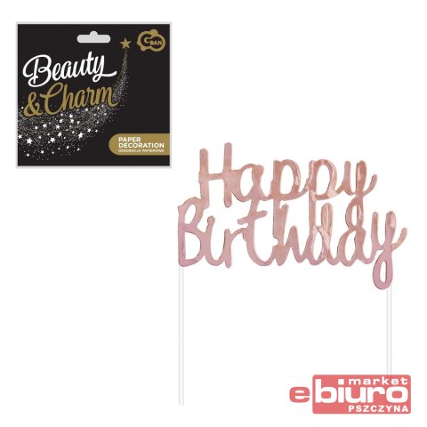 DEKORACJA PAPIEROWA B&C HAPPY BIRTHDAY RÓŻ-ZŁOTA