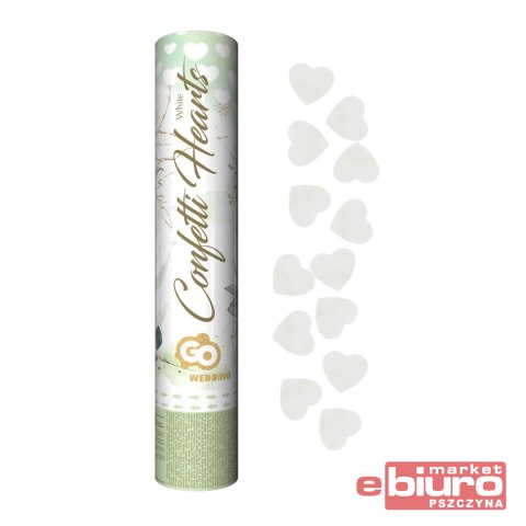 KONFETTI PNEUMATYCZNE BIAŁE SERDUSZKA 30CM