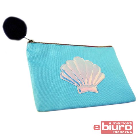 KOSMETYCZKA 15X22 TURKUSOWA HOLOGR. MUSZLA P6