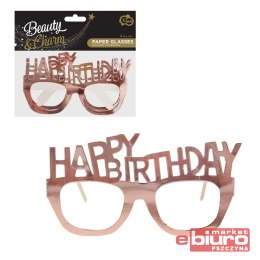 OKULARY PAP B&C HAPPY BIRTHDAY RÓZOWO ZŁOTE A'4