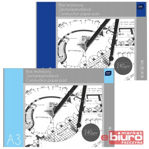 BLOK TECHNICZNY A3 10 KARTEK PREMIUM 240G INTERDRU